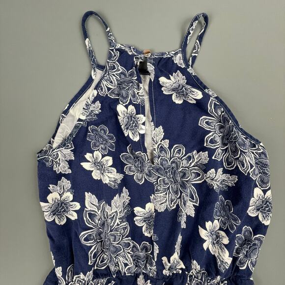 Blue Rain Navy Floral Maxi Dress Halter Neck Boho Summer Size M - Picture 3 of 7